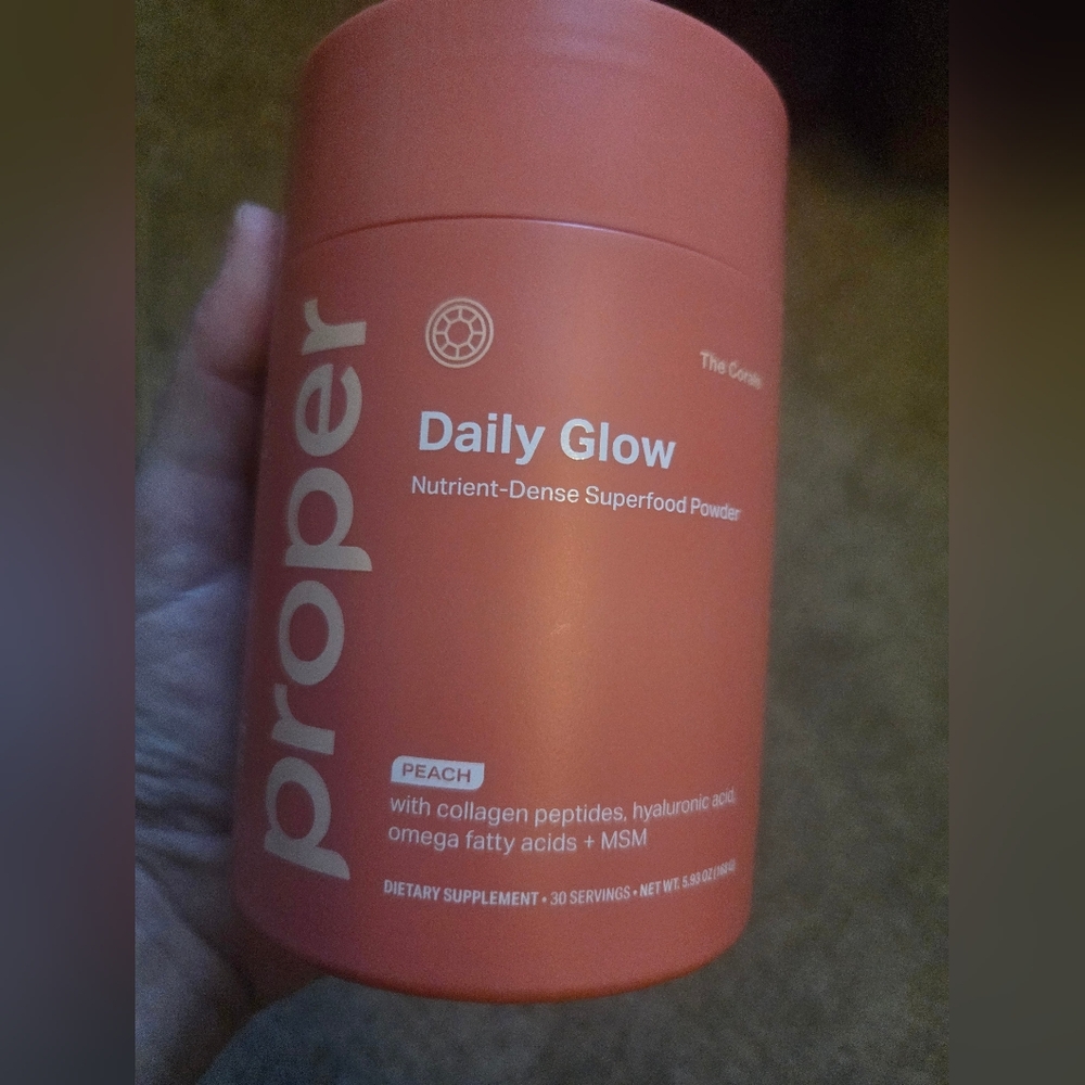 New sealed daily glow superfood collagen powder peach flavor Hyaluronic Acid